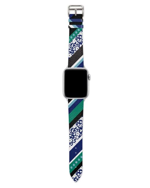 Wristpop Black Blossom Water Resistant Apple Watch Watchband in Navy/Black at