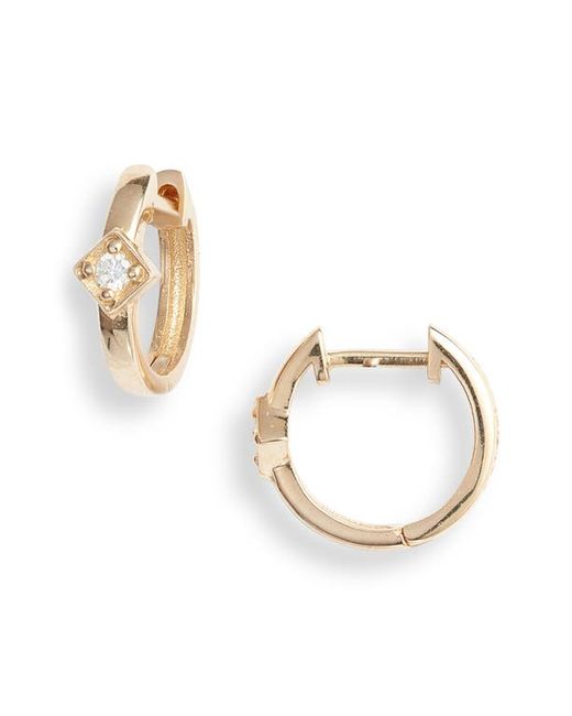 Anzie Cleo Diamond Huggie Hoop Earrings in Gold/Diamond at