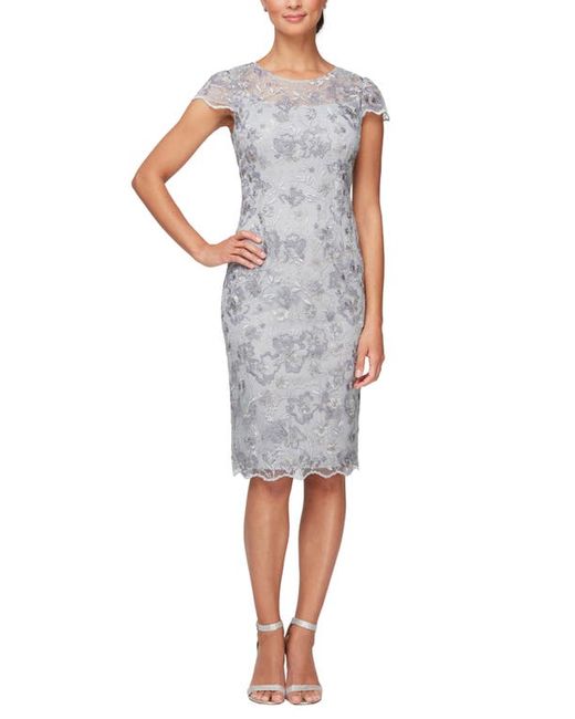 Alex Evenings Embroidered Cocktail Sheath Dress in at