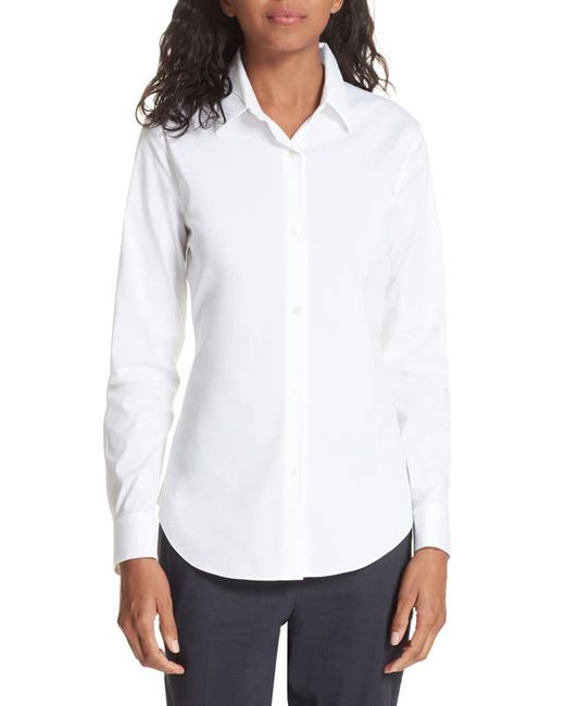 Theory Tenia Cotton Blend Blouse in at