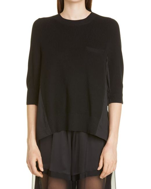 Sacai Pleated Back Panel Sweater in at