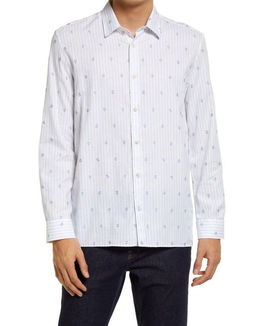 Ted Baker London Marshes Flower Stripe Cotton Button-Up Shirt in at