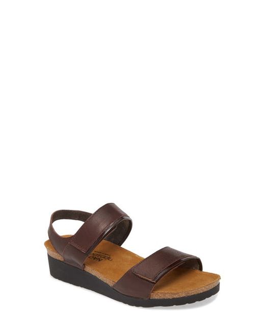 Naot Aisha Wedge Sandal in Soft Walnut Leather at