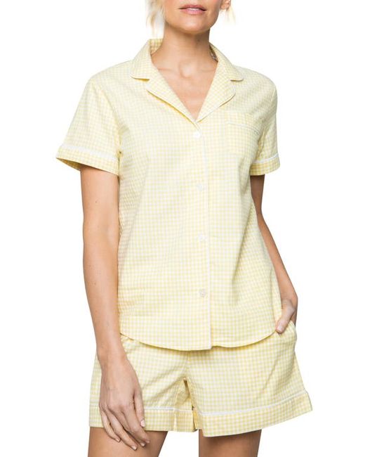 Petite Plume Gingham Check Short Cotton Pajamas in at