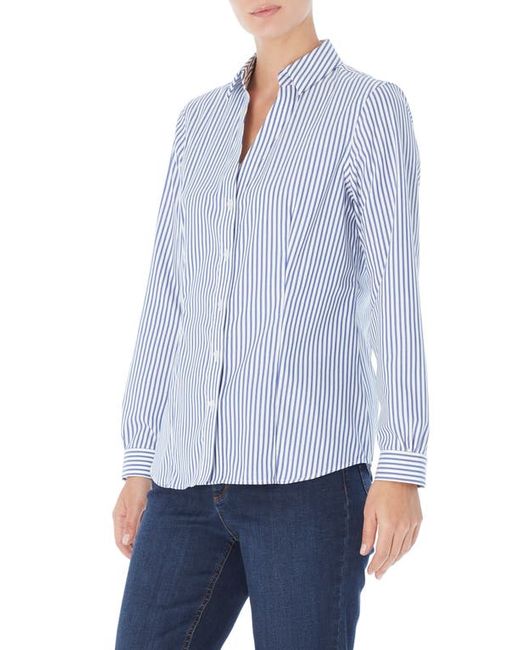 Jones New York Stripe Easy Care Button-Up Shirt in White at