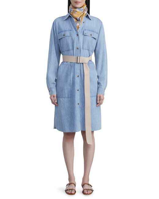 Lafayette 148 New York Liam Belted Chambray Shirtdress in at