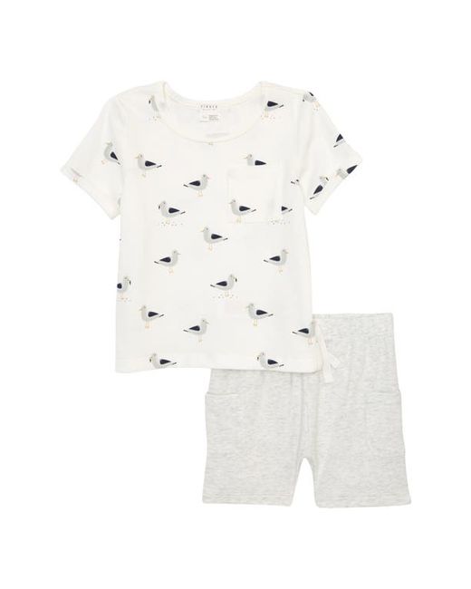 FIRSTS by petit lem Seagull Print Stretch Organic Cotton T-Shirt Shorts Set in at