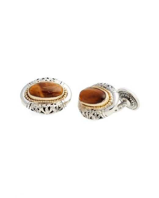 Konstantino Classics Oval Cuff Links in Gold/Tigers Eye at