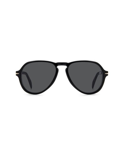 David Beckham Eyewear 55mm Aviator Sunglasses in Black Grey at
