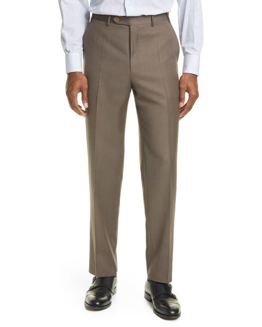 Canali Flat Front Wool Trousers in at