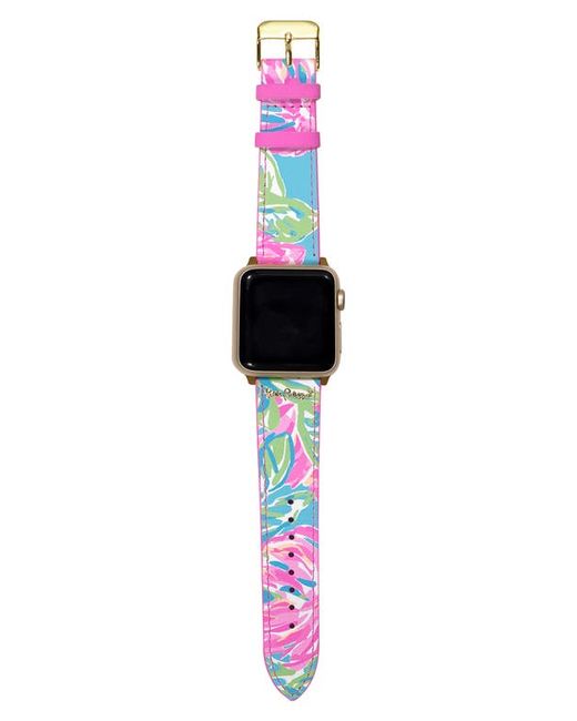 Lilly Pulitzer® Lilly Pulitzer Totally Blossom Leather Apple Watch Band in at