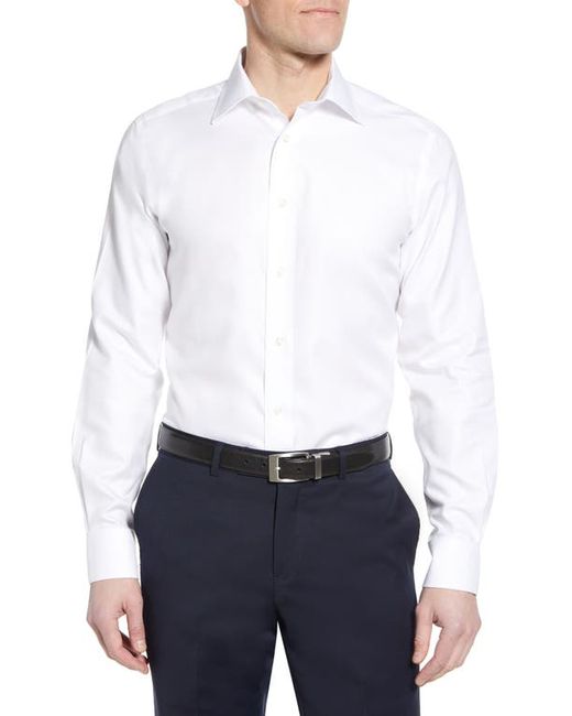 David Donahue Luxury Non-Iron Trim Fit Solid Dress Shirt in at 15 32
