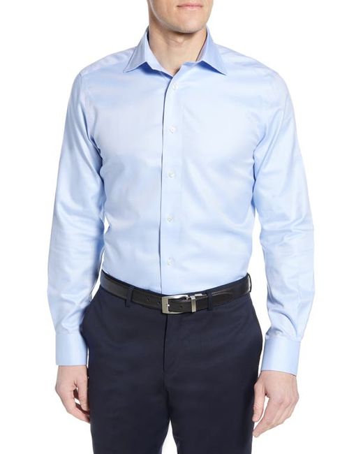 David Donahue Luxury Non-Iron Trim Fit Solid Dress Shirt in at 18 36