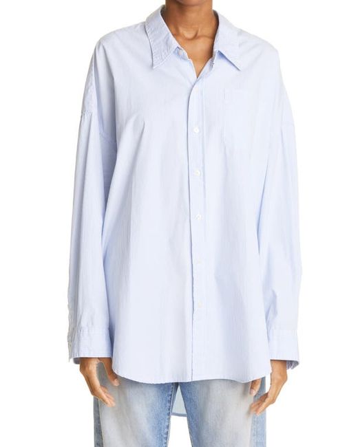 R13 Oversize Oxford Button-Up Shirt in White at