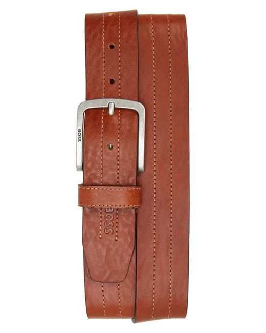 Boss Stitch Leather Belt in at