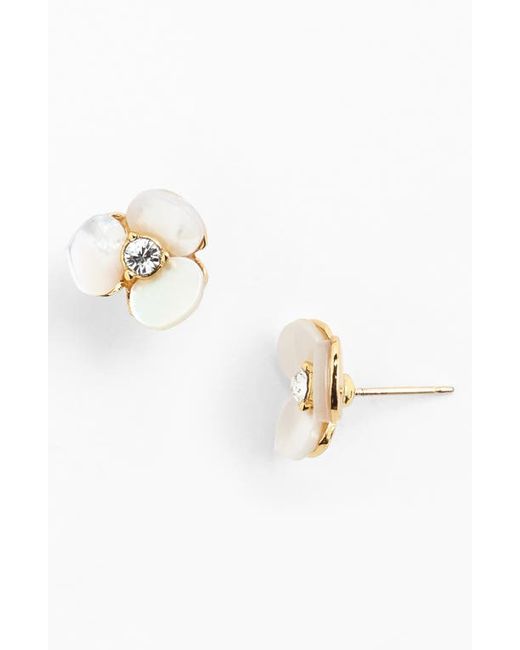 Kate Spade New York disco pansy stud earrings in Cream/Clear/Gold at