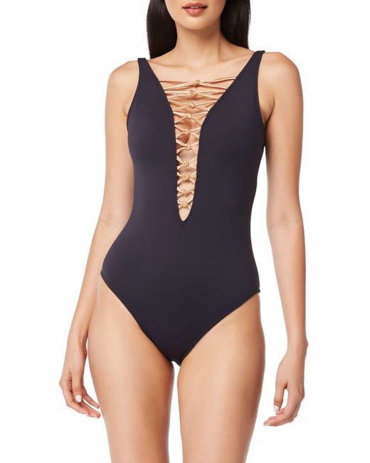 Rod Beattie Lets Get Knotty Lace Down One-Piece Swimsuit in at