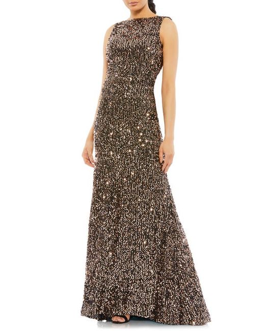 Mac Duggal Sequin Drape Back Trumpet Gown in at