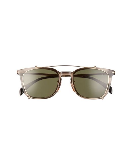 David Beckham Eyewear 53mm Rectangular Clip-On Sunglasses in Black Mirror at