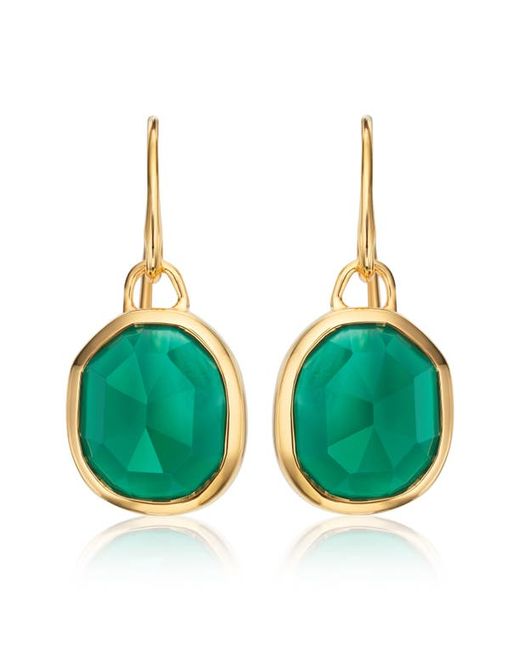 Monica Vinader Siren Bezel Set Onyx Earrings in Gold at