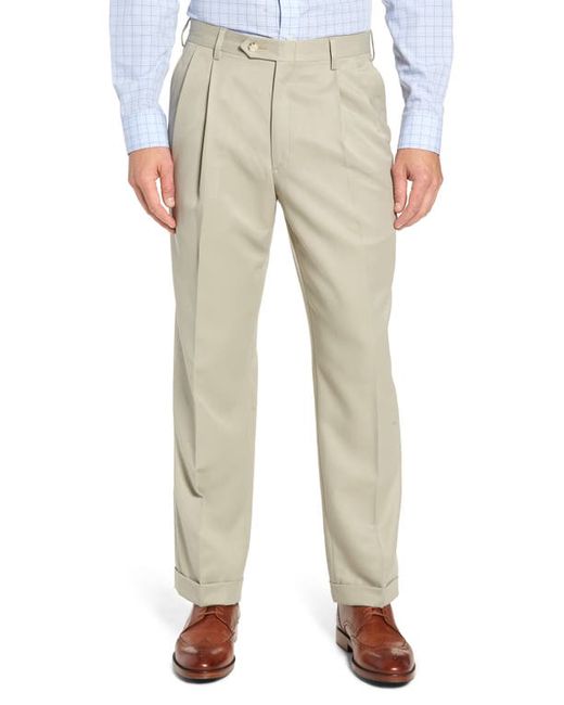 Berle Classic Fit Pleated Microfiber Performance Trousers in at