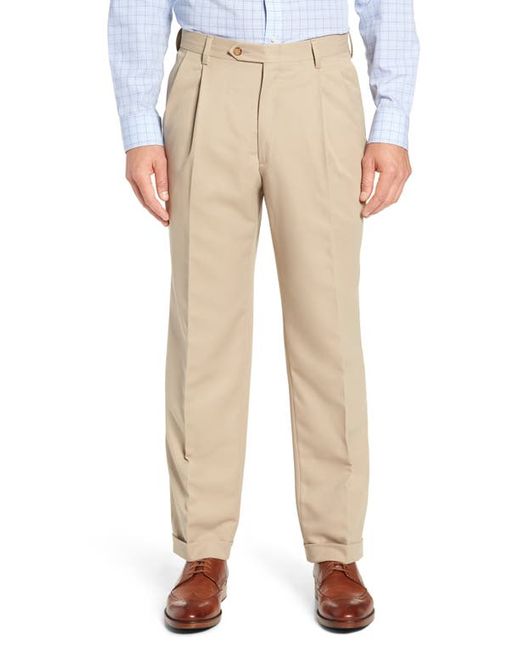 Berle Classic Fit Pleated Microfiber Performance Trousers in at