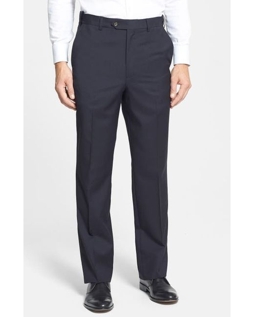 Berle Self Sizer Waist Flat Front Lightweight Plain Weave Classic Fit Trousers in at
