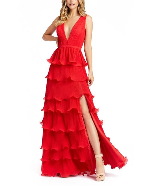 Ieena for Mac Duggal Tiered Ruffle A-Line Gown at