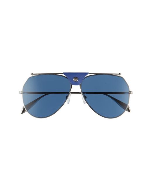 Alexander McQueen 61mm Aviator Sunglasses in Blue at