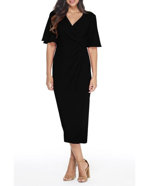 Maggy London Flutter Sleeve Faux Wrap Midi Dress in at