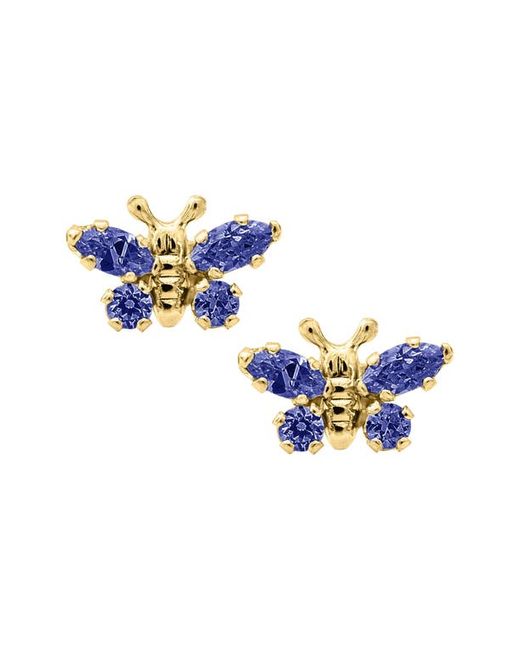 Mignonette Butterfly Birthstone Gold Earrings in at