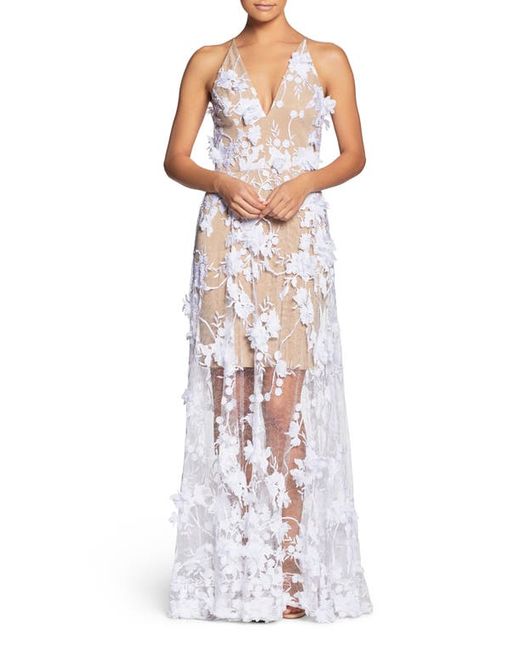 Dress the population Sidney Deep V-Neck 3D Lace Gown in at