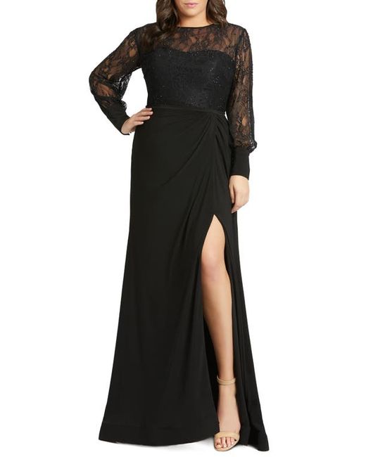 Mac Duggal Long Sleeve Lace Illusion Gown in at