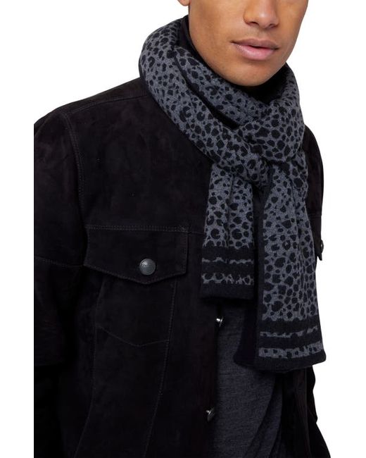 Good Man Brand Animal Print Recycled Cashmere Scarf in Black Charcoal at