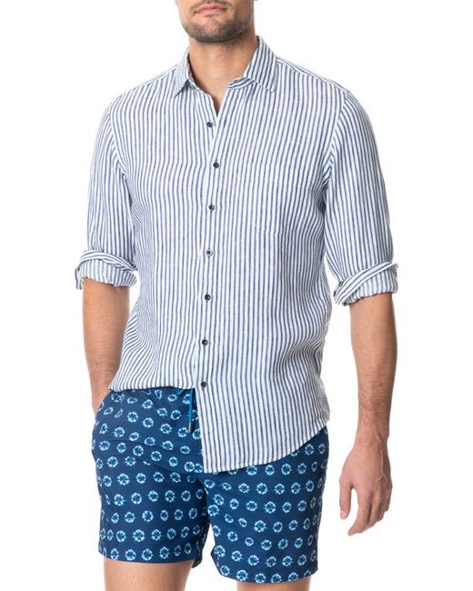 Rodd & Gunn Port Charles Stripe Linen Button-Up Shirt in at