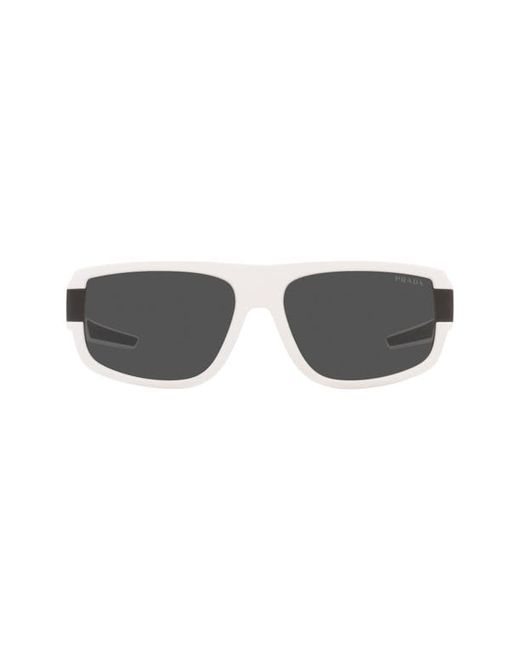 Prada Linea Rossa Prada Pillow 60mm Sunglasses in White Rubber/Dark Grey at