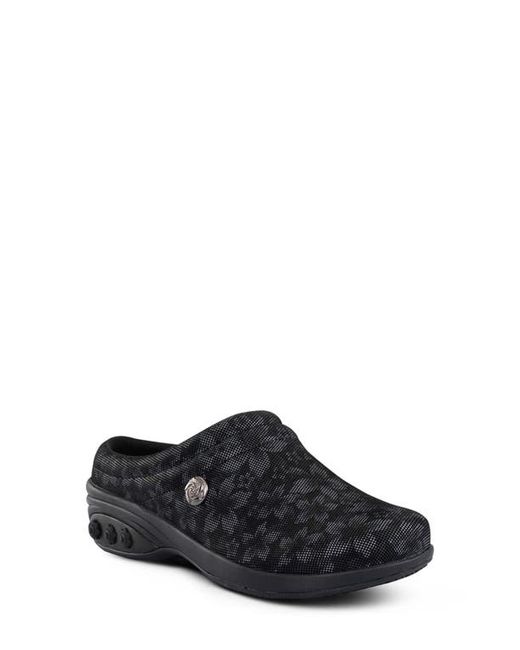 Therafit Molly Leather Clog in Black/Grey Flowers at