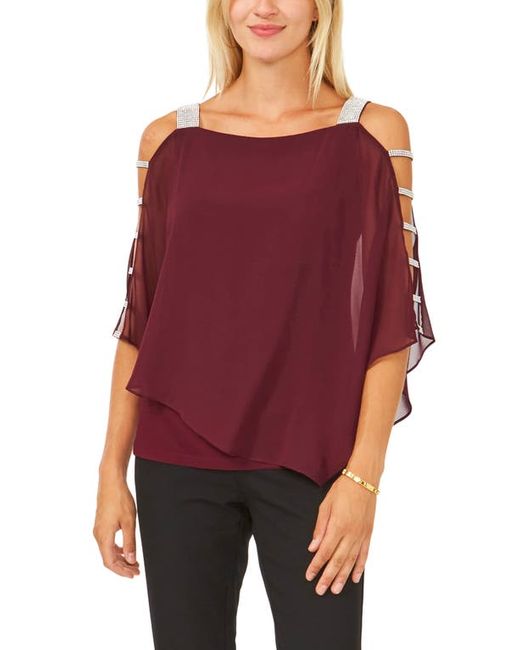Chaus Sparkle Strap Layered Chiffon Blouse in at