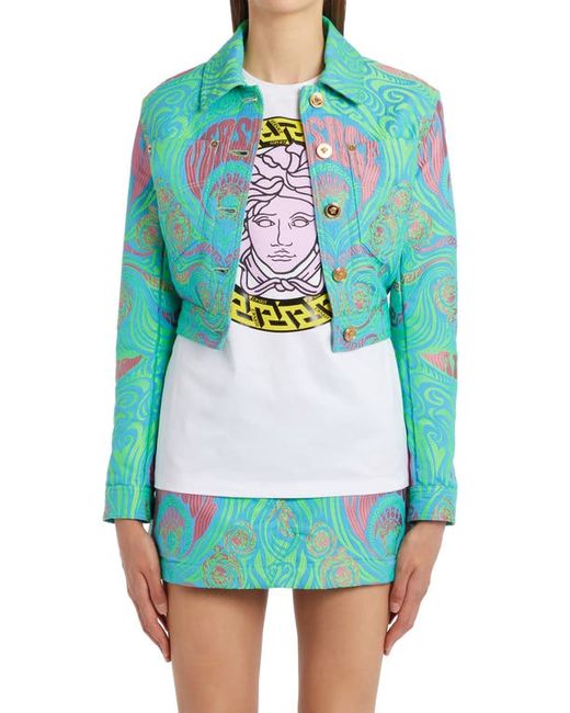 Versace First Line Versace Medusa Music Jacquard Crop Jacket in at