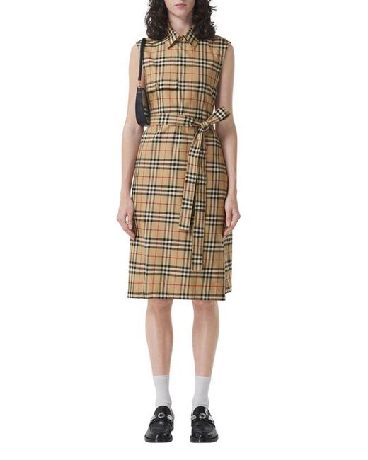 Burberry Karla Vintage Check Sleeveless Cotton Shirtdress in at