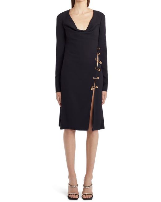 Versace First Line Versace Safety Pin Long Sleeve Crepe Dress in at