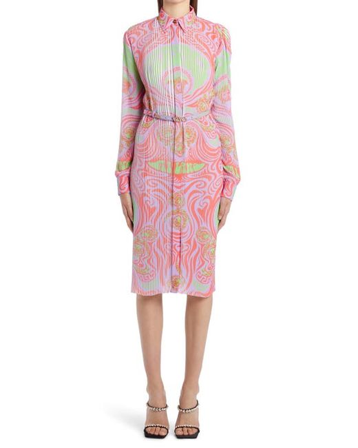 Versace First Line Versace Medusa Music Print Pleated Shirtdress in at