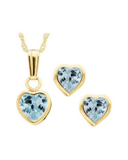 Mignonette 14k Gold Birthstone Necklace Stud Earrings in at