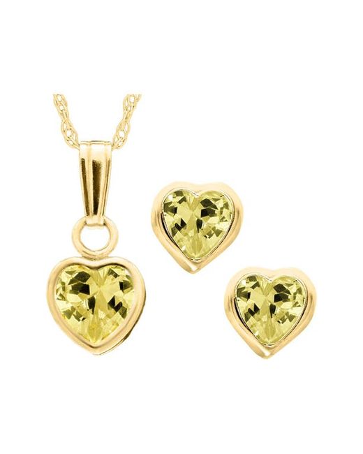 Mignonette 14k Gold Birthstone Necklace Stud Earrings in at