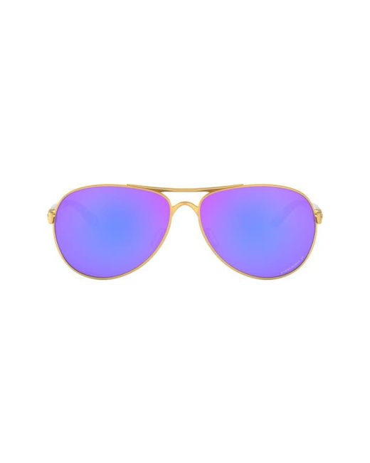 Oakley 59mm Polarized Aviator Sunglasses in Satin Gold/Prizm Violet at