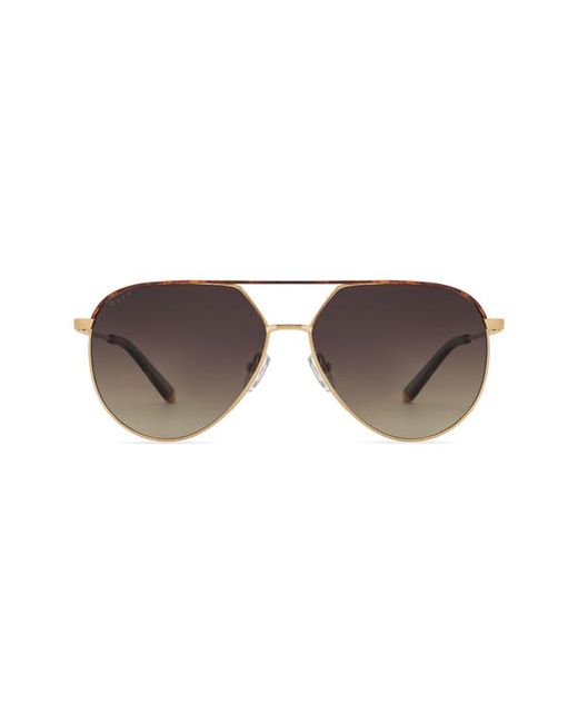 Diff Colin 54mm Polarized Aviator Sunglasses in Gold Amber Tortoise at