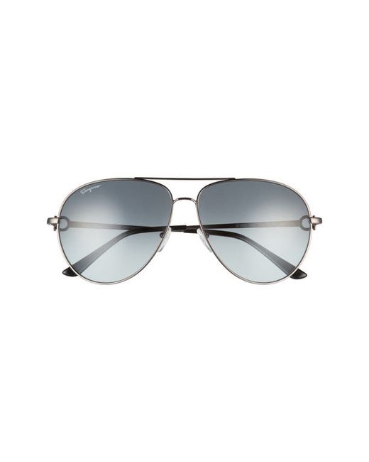Salvatore Ferragamo 61mm Timeless Aviator Sunglasses in Dark Ruthenium at
