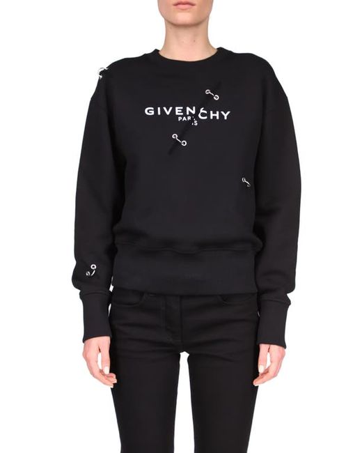 Givenchy Logo Metal Stitch Cotton Sweatshirt in at