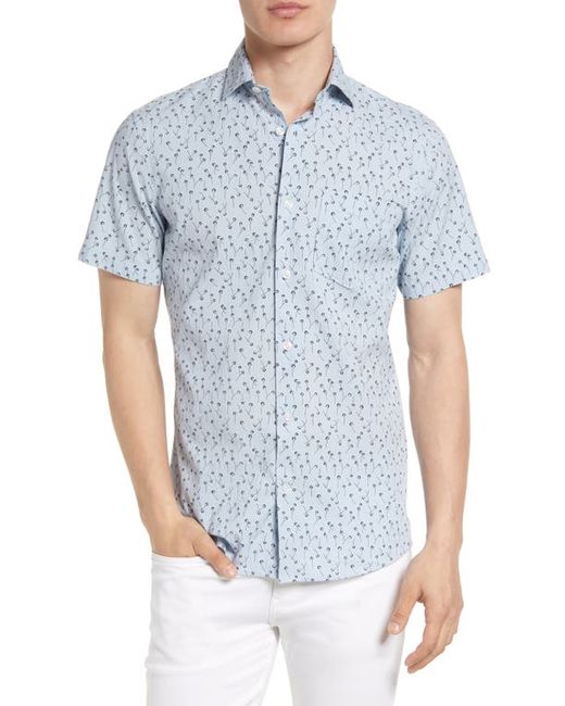 Nordstrom Dandelion Fuzz Print Short Sleeve Button-Up Shirt in at