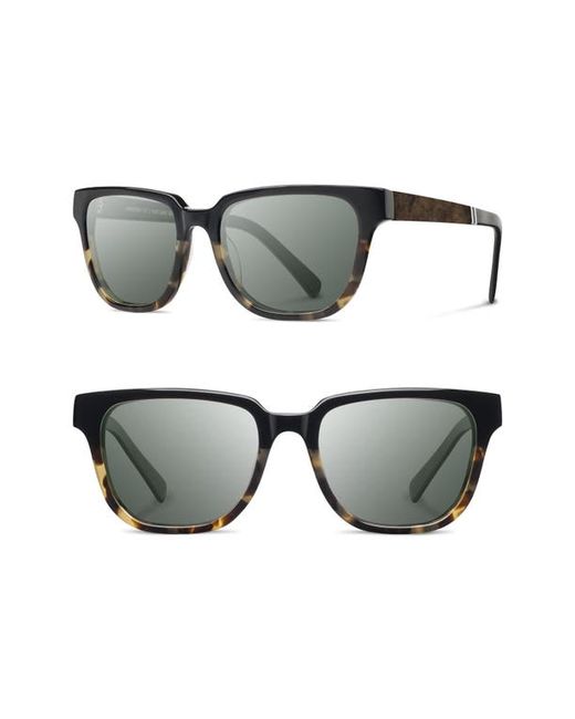 Shwood Prescott 52mm Acetate Wood Sunglasses in Black Olive/Elm/Grey at